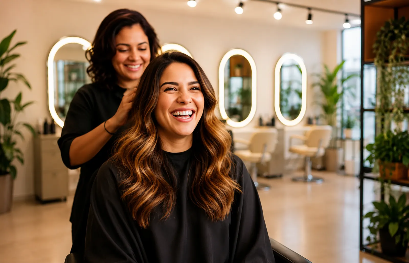 Mulher com cabelo brilhante em salão de luxo Morena Mulher Campo Grande